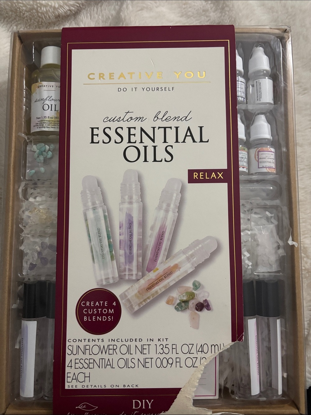 Creative You Custom Blend Essential Oils Kit - White & Burgundy Box